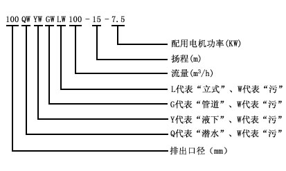 LW直立式無(wú)堵塞排污泵型號(hào)意義