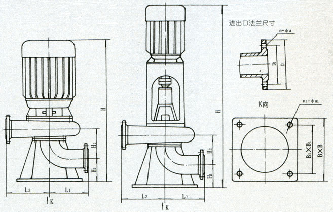 LW直立式無(wú)堵塞排污泵安裝尺寸圖