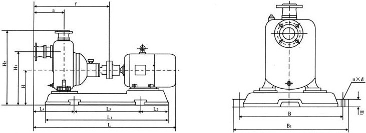 ZW系列自吸無(wú)堵塞排污泵安裝尺寸圖