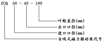 ZCQ型自吸式磁力泵型號(hào)意義